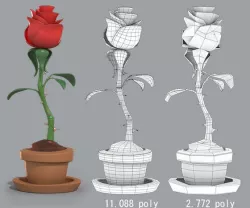 Cartoon Rose in the pot