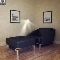 Chair with Ottoman in Black - Quadro Vega