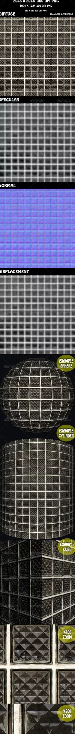Glass Brick Wall 3D Texture