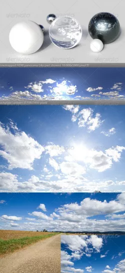 HDRI spherical sky panorama -1547- sun clouds