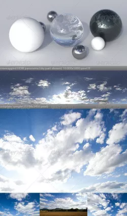 HDRI spherical sky panorama -1747- sun clouds