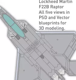Lockheed F22 B Raptor blueprints for 3D modeling