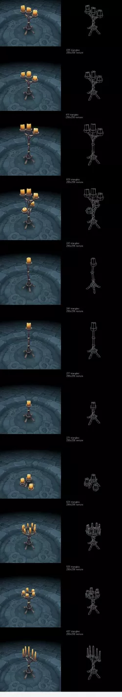 Low Poly Candelabra Set