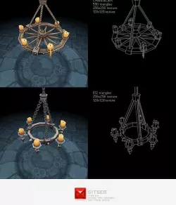 Low Poly Chandelier Set