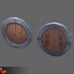 Low poly hand painted shield [Militia 01]