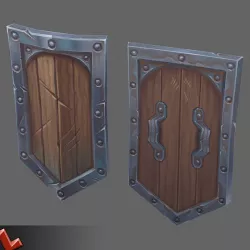 Low poly hand painted shield [Militia 03]