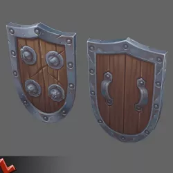 Low poly hand painted shield [Militia 05]