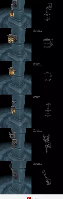 Low Poly Lantern Set