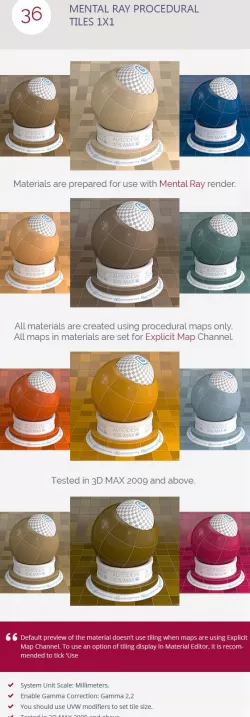 Mental Ray Procedural Tiles 1x1