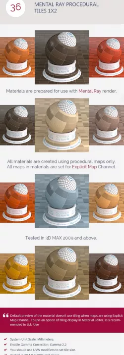 Mental Ray Procedural Tiles 1x2