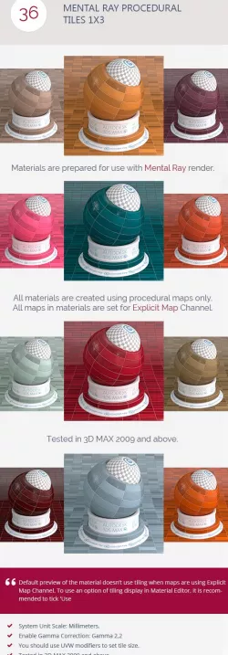 Mental Ray Procedural Tiles 1x3