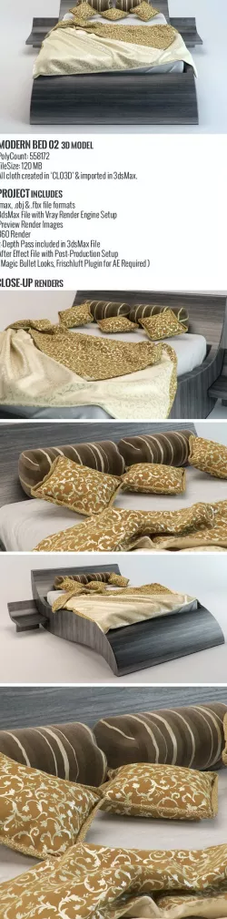 Modern Bed 02 3D Model
