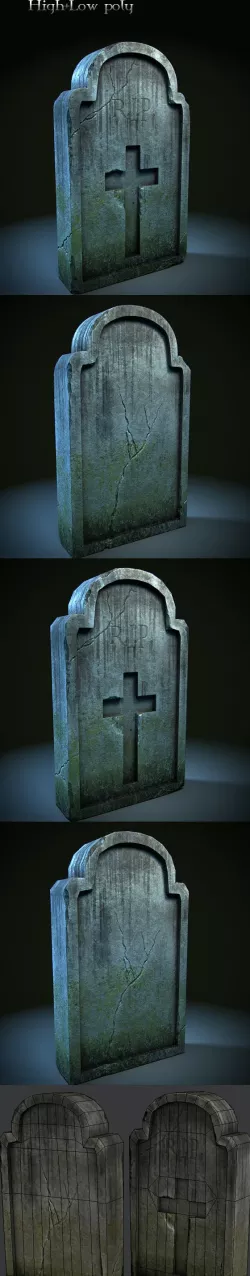Old Cracked Grave Tombstone