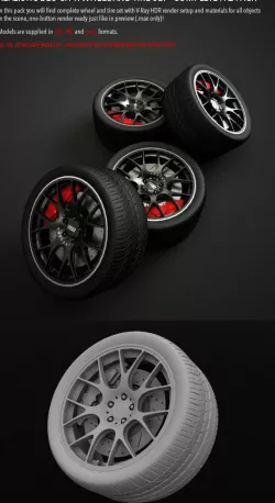Realistic BBS CH-R Wheel and Tire Set HQ