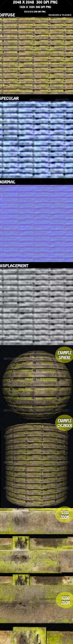 Wood Fence 3D Texture