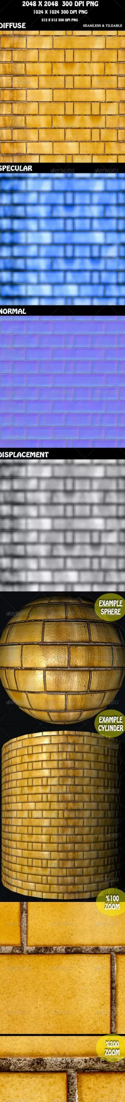 Yellow Brick Wall 3D Texture