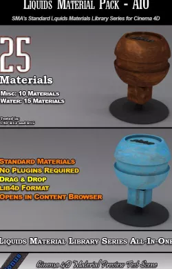 25 Standard Liquids Materials Pack AIO for C4D