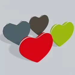 3D Hearts low to high poly
