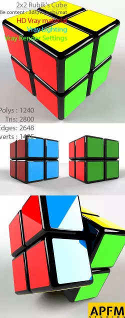 3D High Quality 2x2 Rubik's Cube Model
