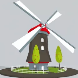 3D WindMill Low Poly