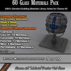 60 Standard Glass Materials Pack for Cinema 4D