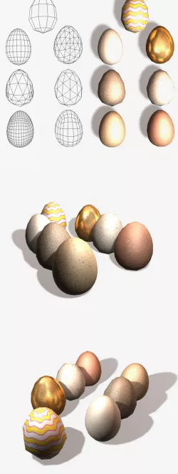 7 Eggs Low and High Poly