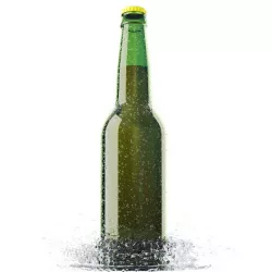 Beer Bottle with Water Drops and Water Splash