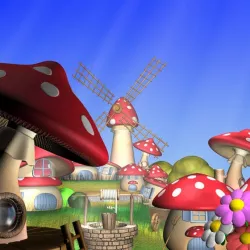 Cartoon Mushroom Village