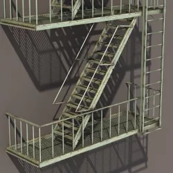 Fire Escape Stairs Low Poly