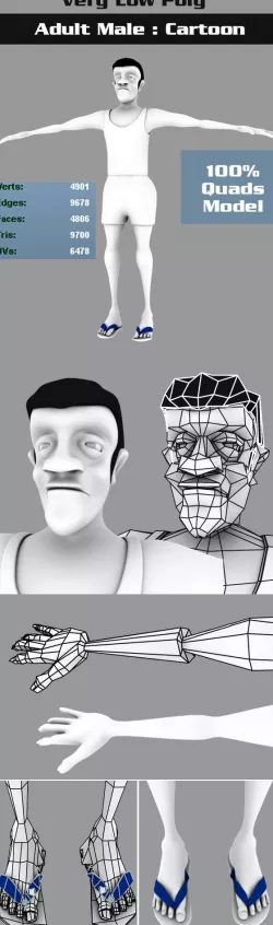 Low Poly Adult Male Cartoon