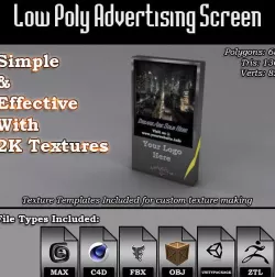 Low Poly Advertising Screen 3D Model