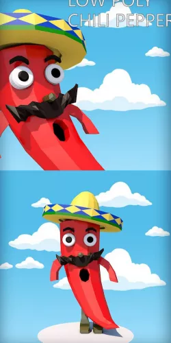 Low poly chili character