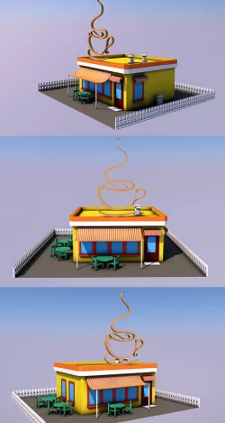 Low Poly Coffee Shop (Ready to Render)