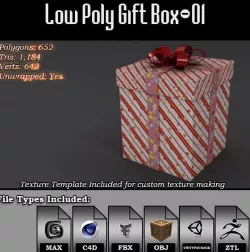 Low Poly Gift Box - 01