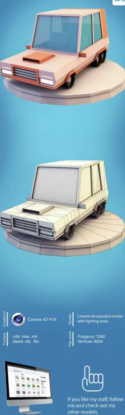 Low poly minivan