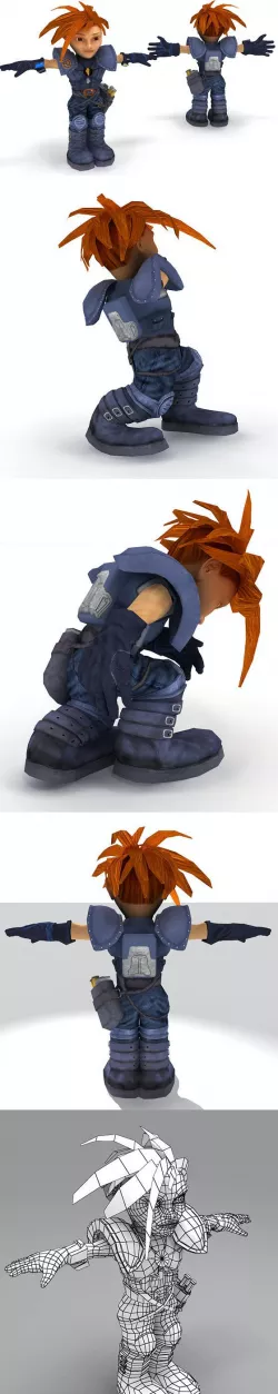 low poly rigged chibi man
