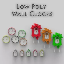 Low Poly Wall Clocks