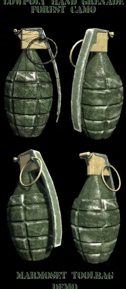 Lowpoly hand grenade
