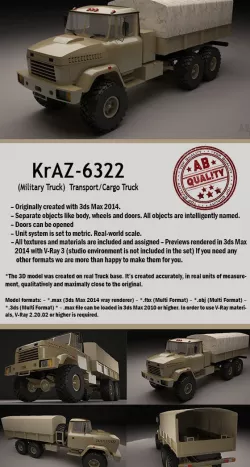 Military Truck (KrAZ-6322 Transport/Cargo)