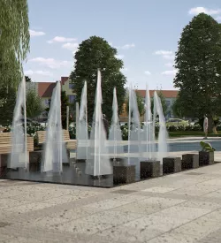 Modern Fountain with Textured Water Splash