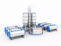 Oil or Gas Refinery Factory with Oil Storage Tank.