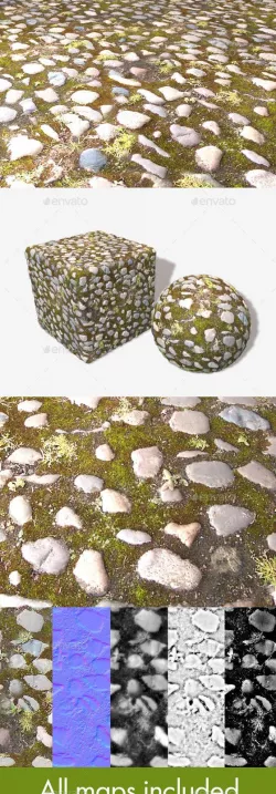 Old Mossy Cobbles Seamless Texture