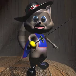 Raccoon Musketeer Cartoon Character Rigged