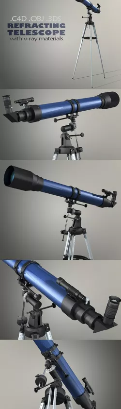 Refractor Telescope with Vray Materials