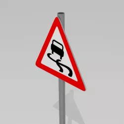 Slippery road sign