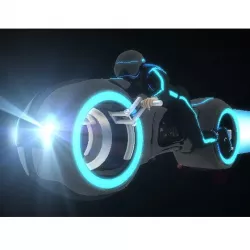 Tron light cycle with rider & trail - animated 3d model