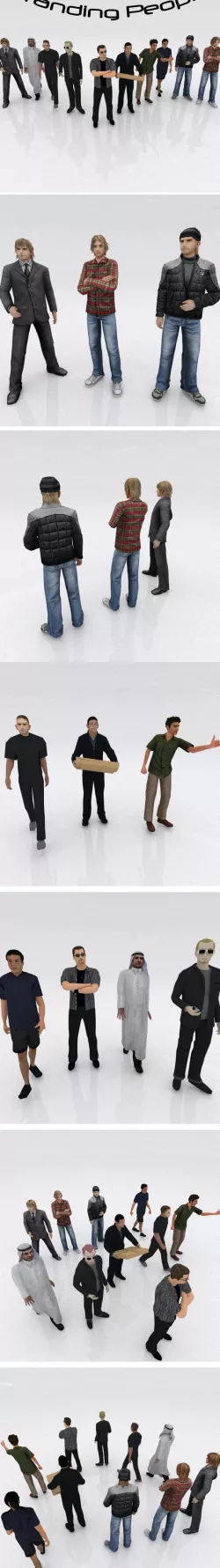 10 Low Poly Standing People