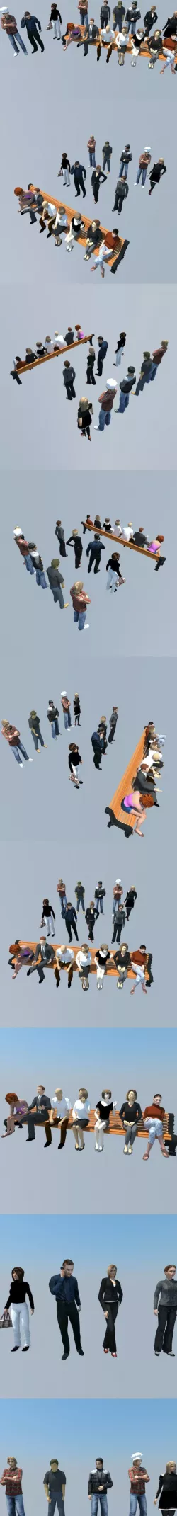16 LOW POLY people