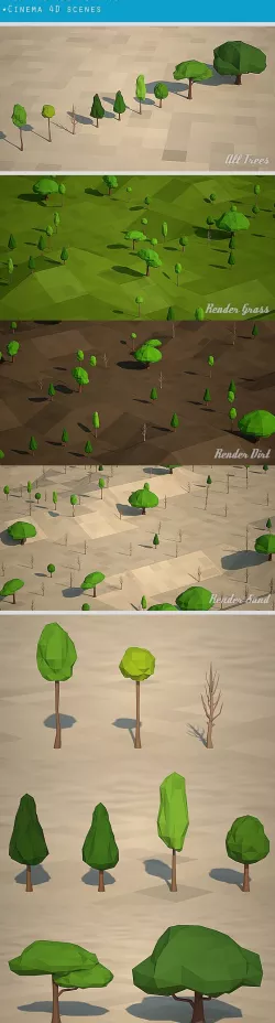 9 Low Poly Trees