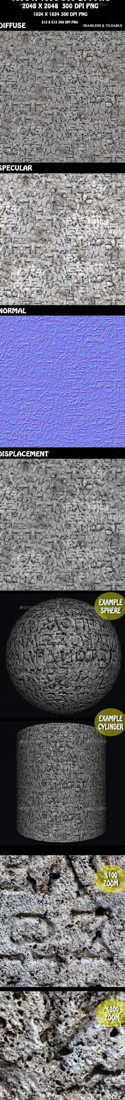 Ancient Alphabet Tablet Stone 3D